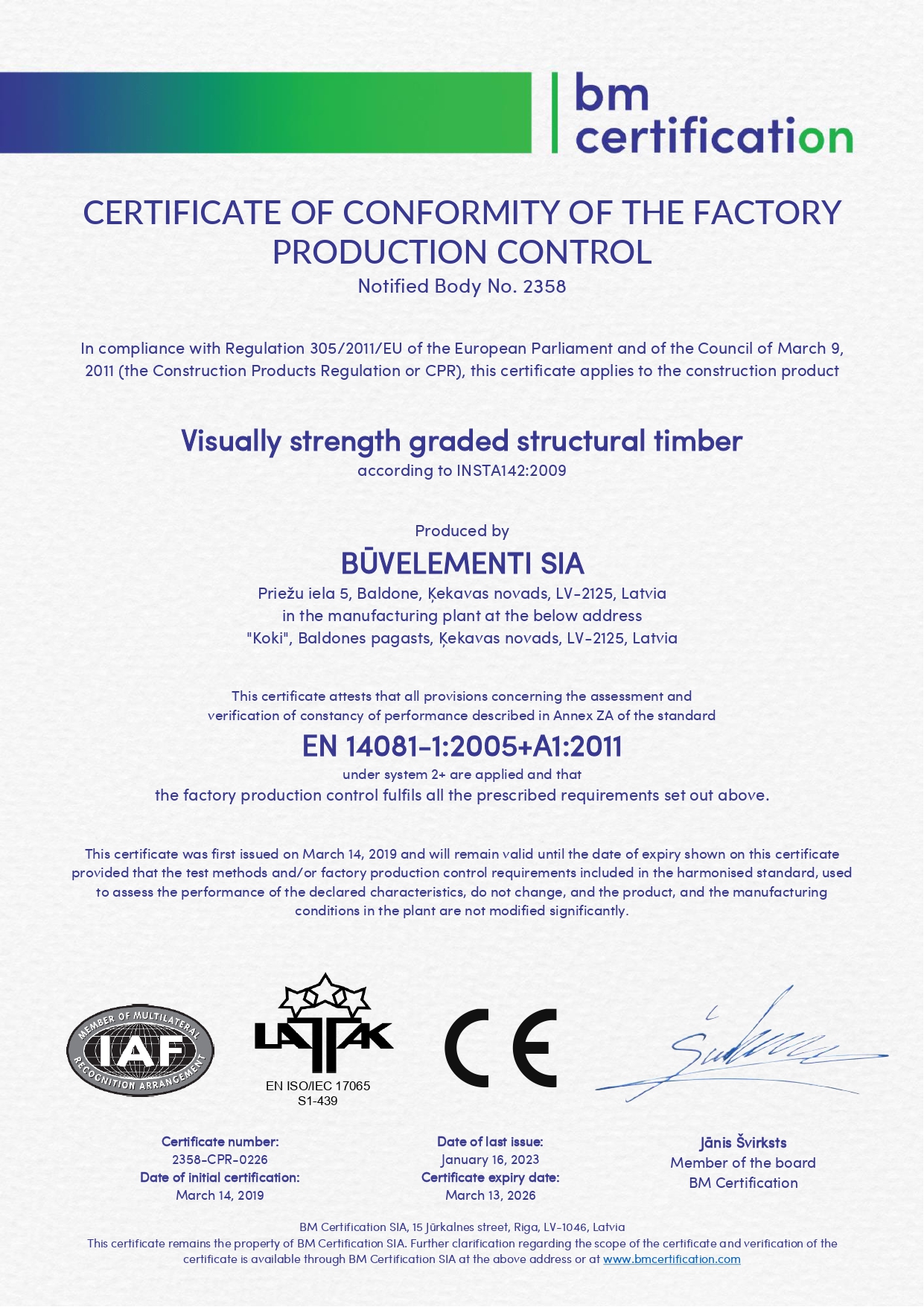 BM sertifikāts bm certification